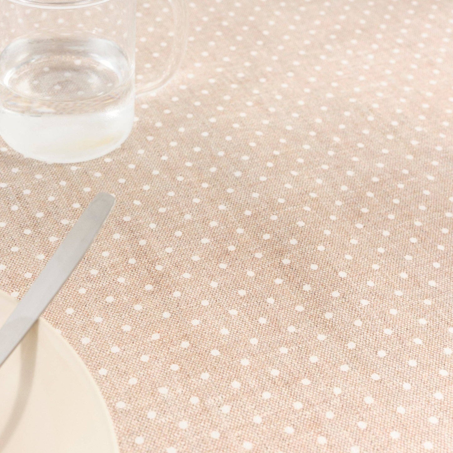 NAPPE CIRÉE - Beige petit pois blancs