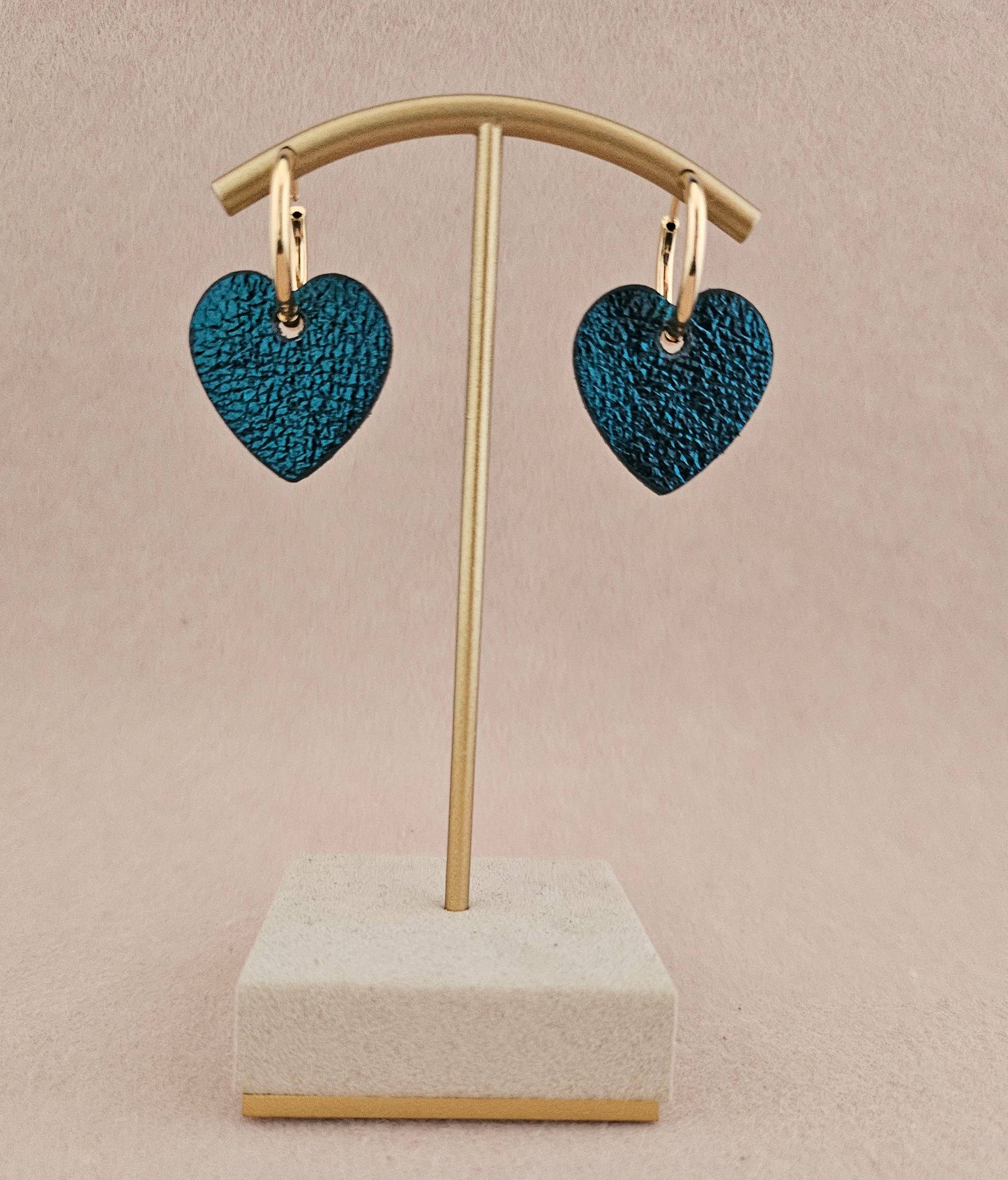 Créoles coeur en cuir recyclé