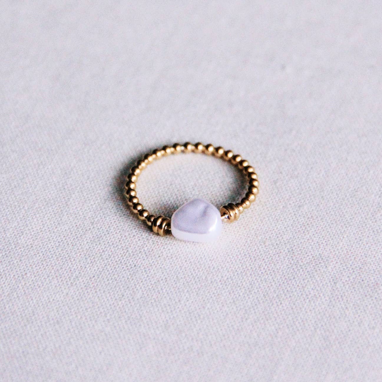 BAGUE EN ACIER - Perle