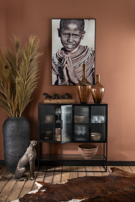 VASE PAPIER MACHE NOIR L