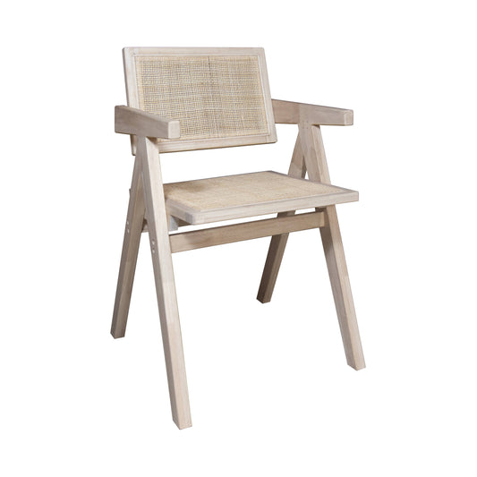 CHAISE EN BOIS DE PIN NATUREL/ROTIN