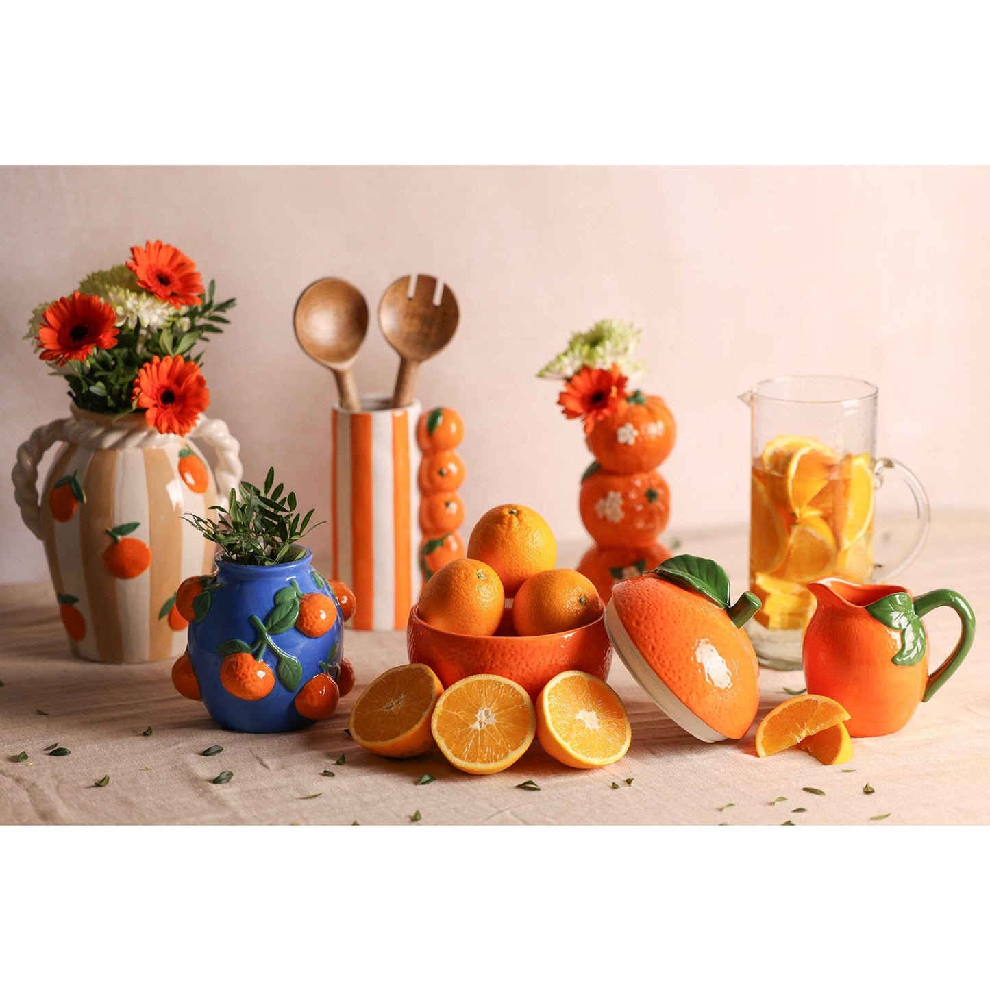 VASE RAYÉ - Orange