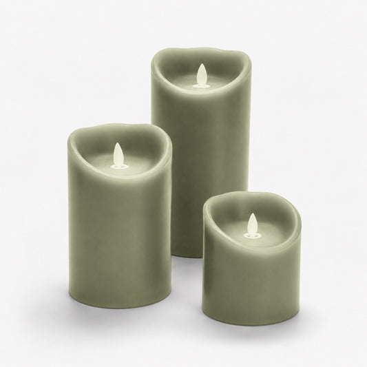 SET 3 BOUGIES LED KAKI