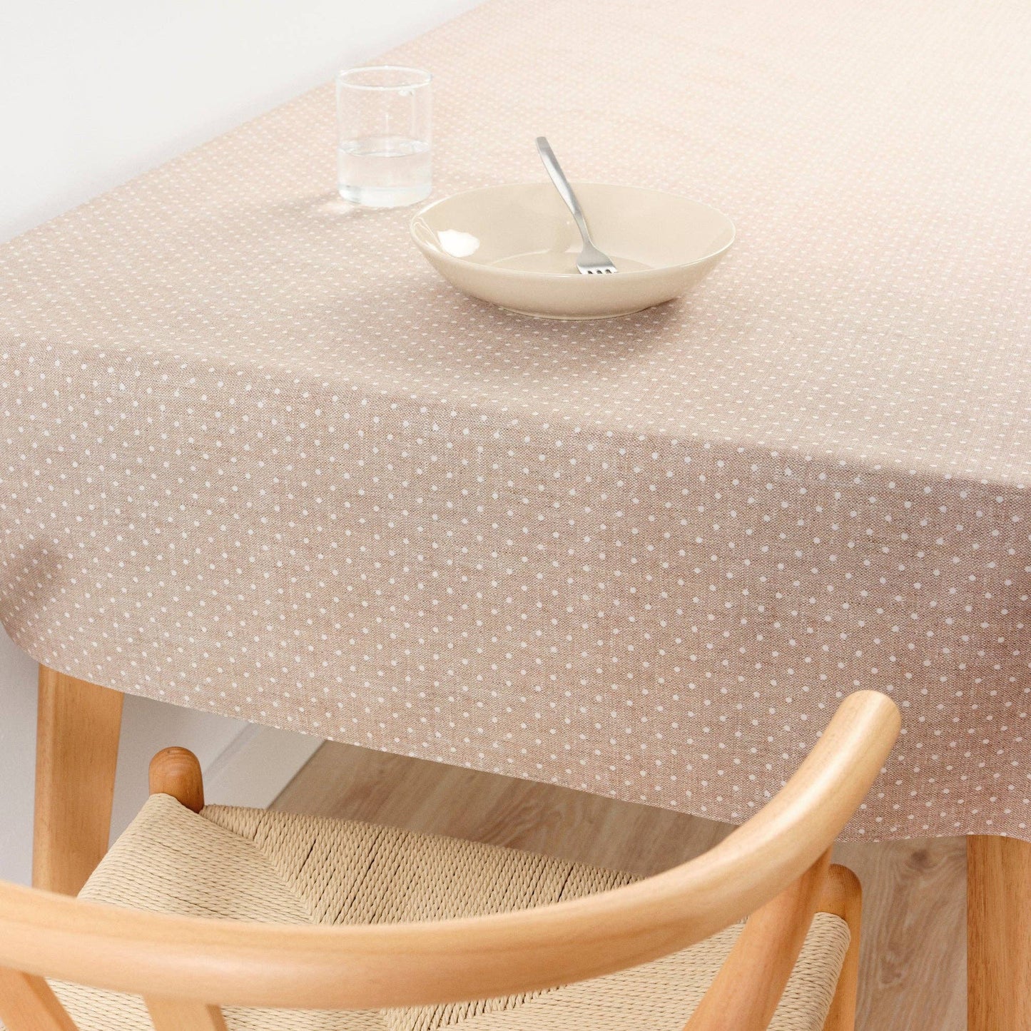 NAPPE CIRÉE - Beige petit pois blancs
