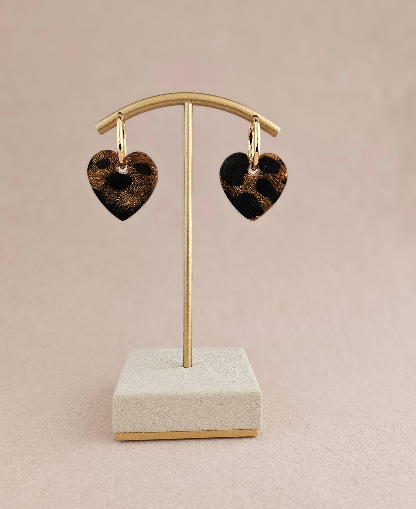 Créoles coeur en cuir recyclé