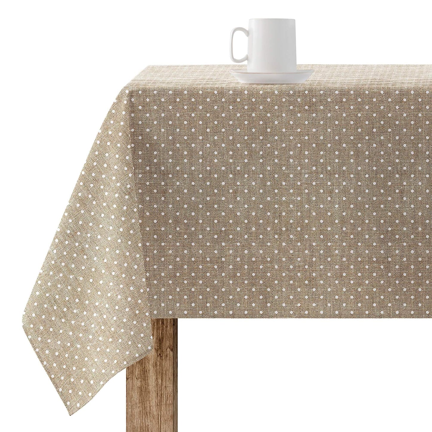 NAPPE CIRÉE - Beige petit pois blancs