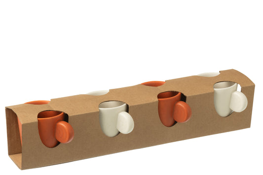 TASSE CAFE CERAMIQUE ORANGE ET BLANCHE - X4