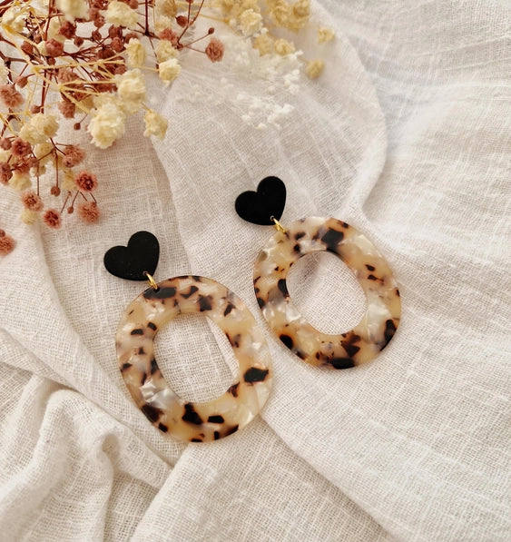 BOUCLE D'OREILLE OVALE MARBRÉ