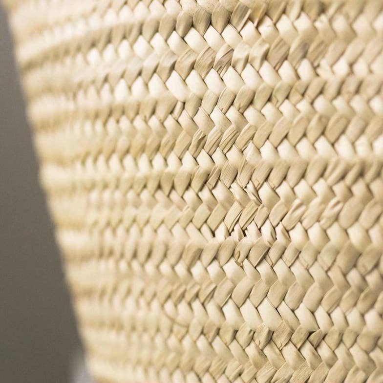 Sac de plage bohème en paille – Feuille de palmier et poignée en cuir