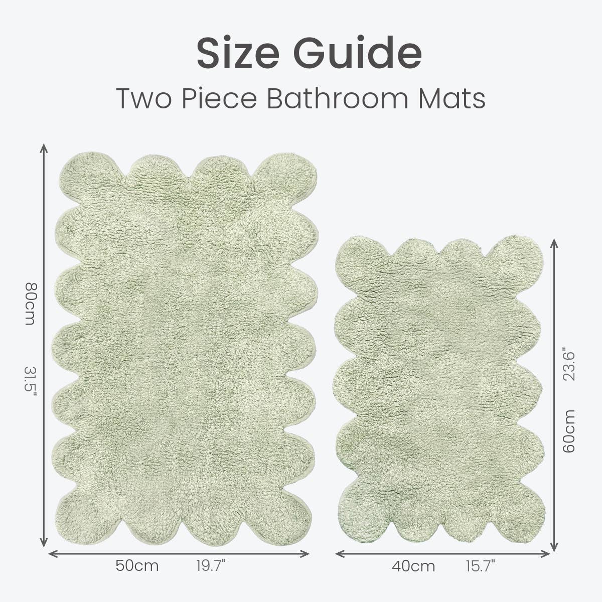 Ensemble de tapis de bain à deux pièces avec bordure festonnée - Tapis festonnés 100 % coton