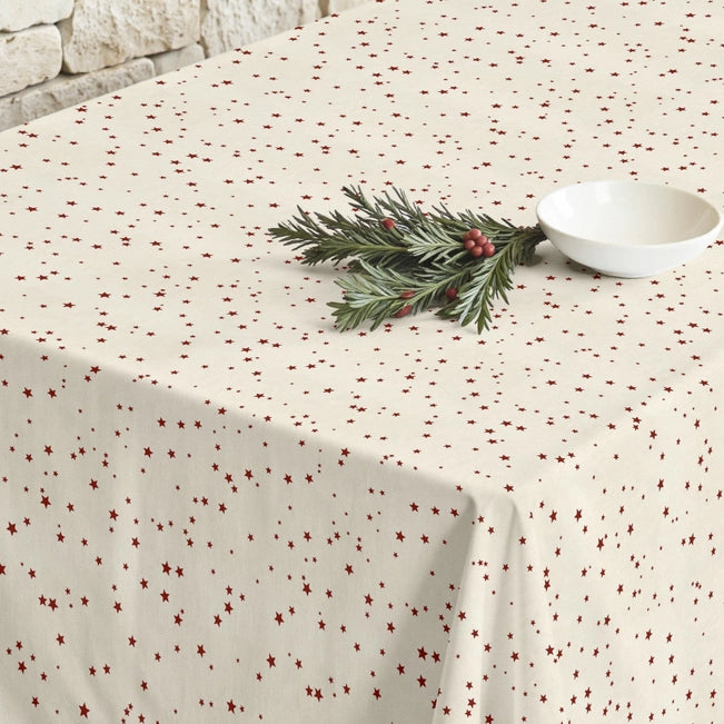 Nappe hydrofuge - Beige étoile rouge