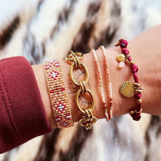 BRACELET EN PERLES - rose/nude/bordeaux