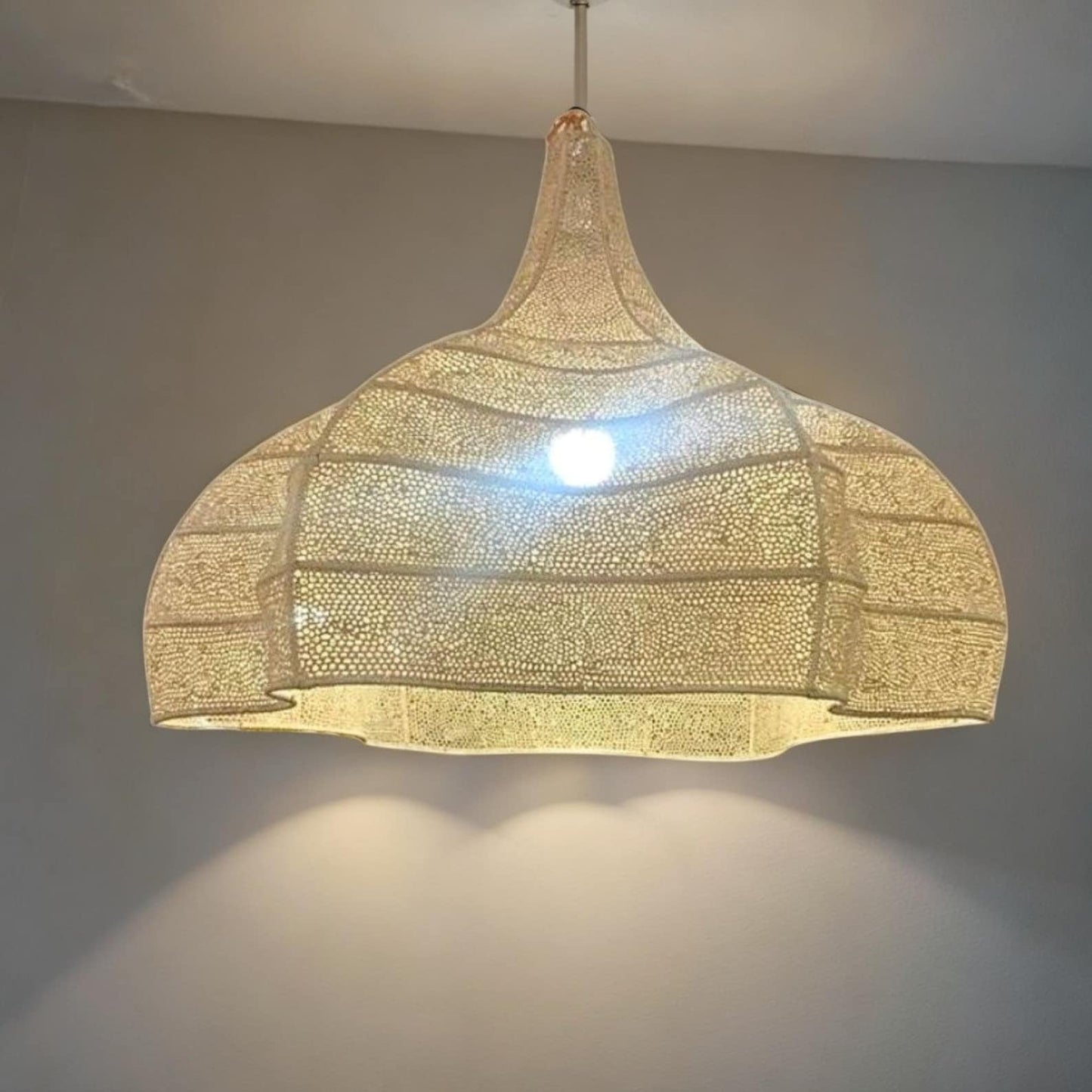 Lustre en forme de vague de style nouveau, lustre en osier naturel, : 100 cm