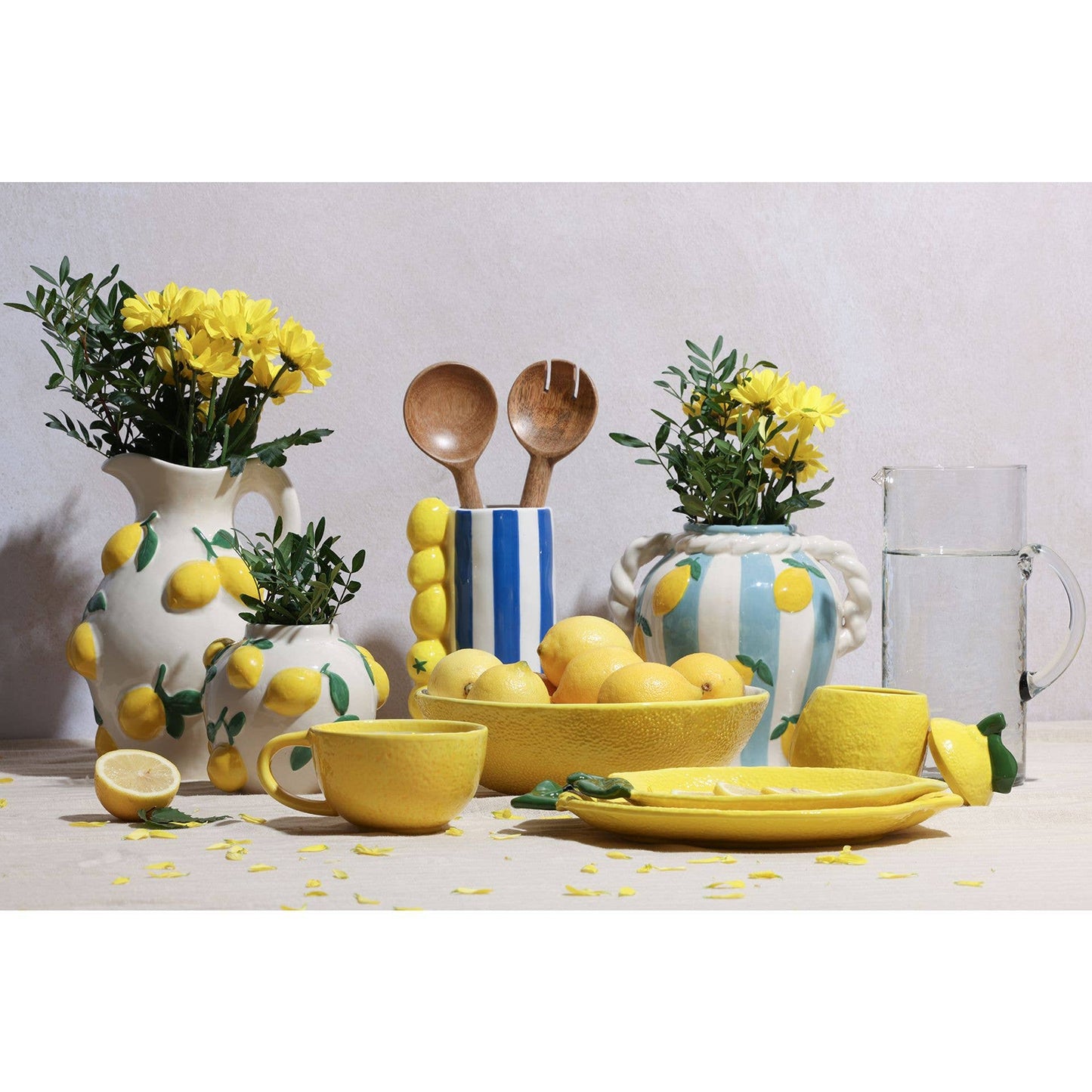 VASE RAYÉ BLEU - Citron