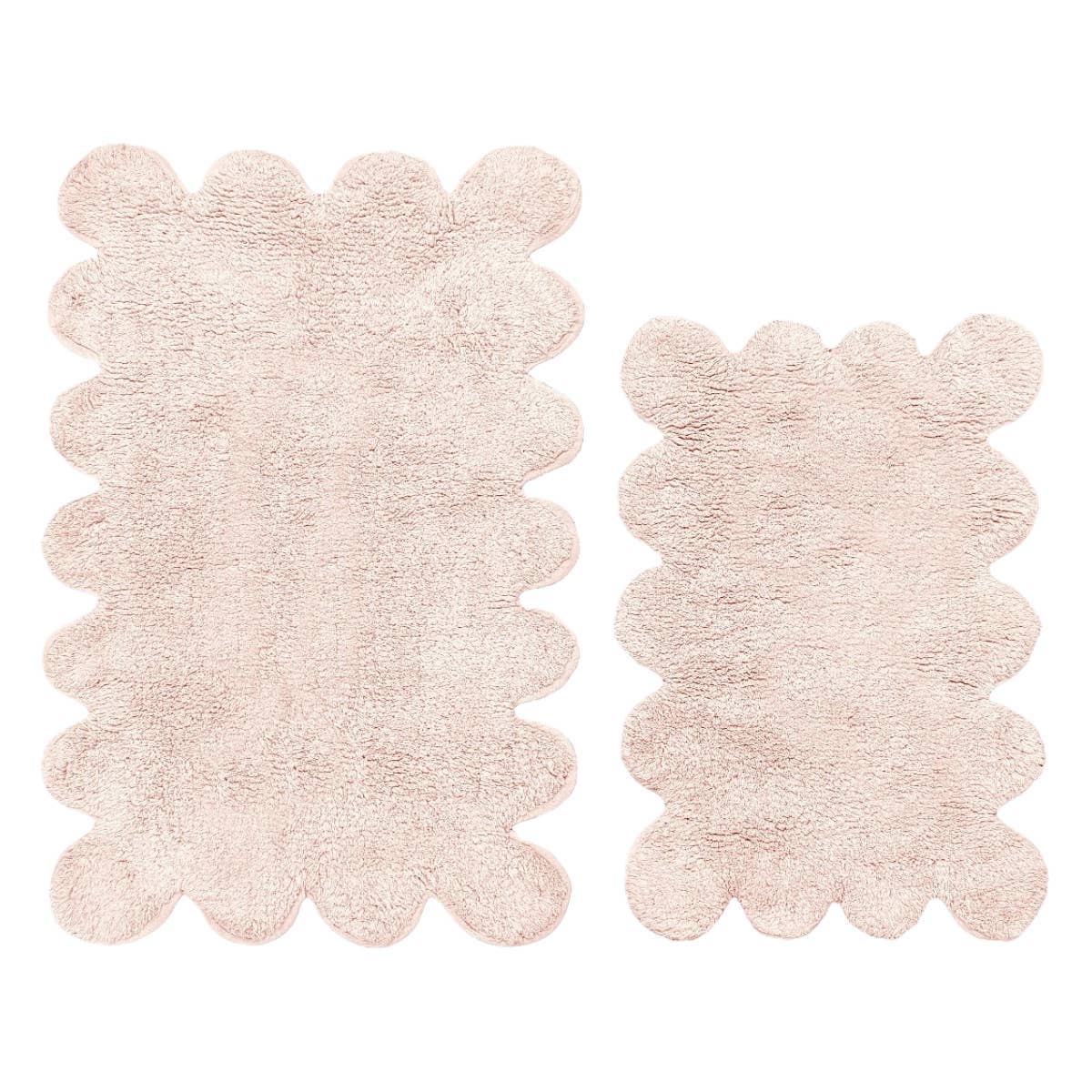 Ensemble de tapis de bain à deux pièces avec bordure festonnée - Tapis festonnés 100 % coton