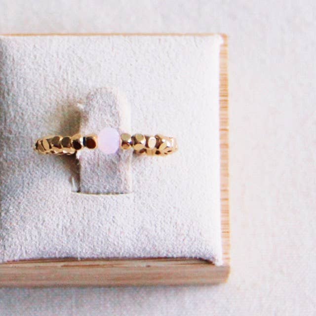BAGUE ÉLASTIQUE - Pierre naturelle rose