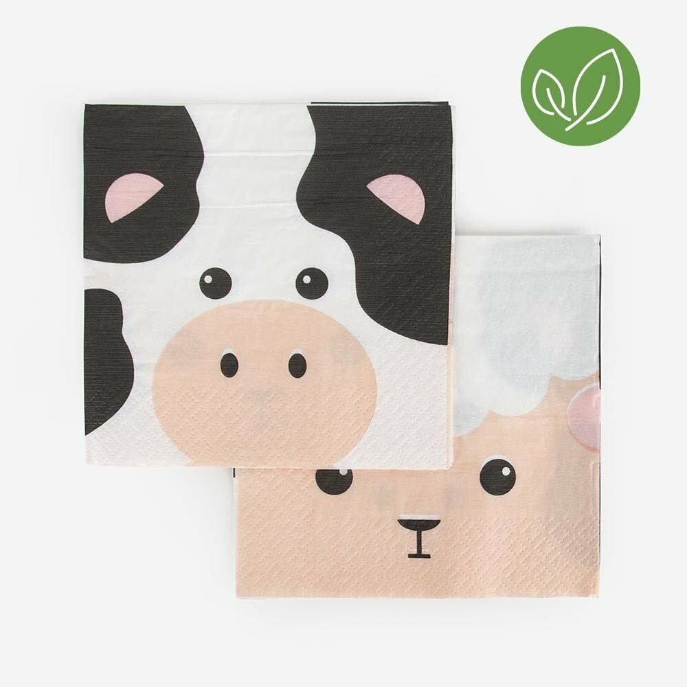 20 SERVIETTES MINI ANIMAUX DE LA FERME