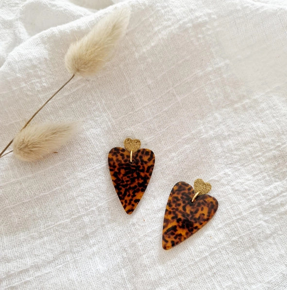 BOUCLE D'OREILLE COEUR LÉOPARD