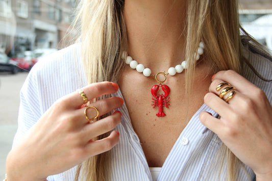 COLLIER EN PERLES DE PIERRE NATURELLE - Blanc