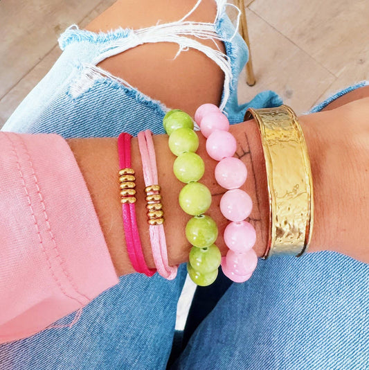 BRACELET EN PERLES DE PIERRE NATURELLE - Vert