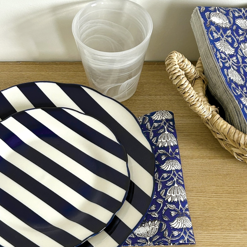 ASSIETTE RAYÉE - Bleu - 2 tailles