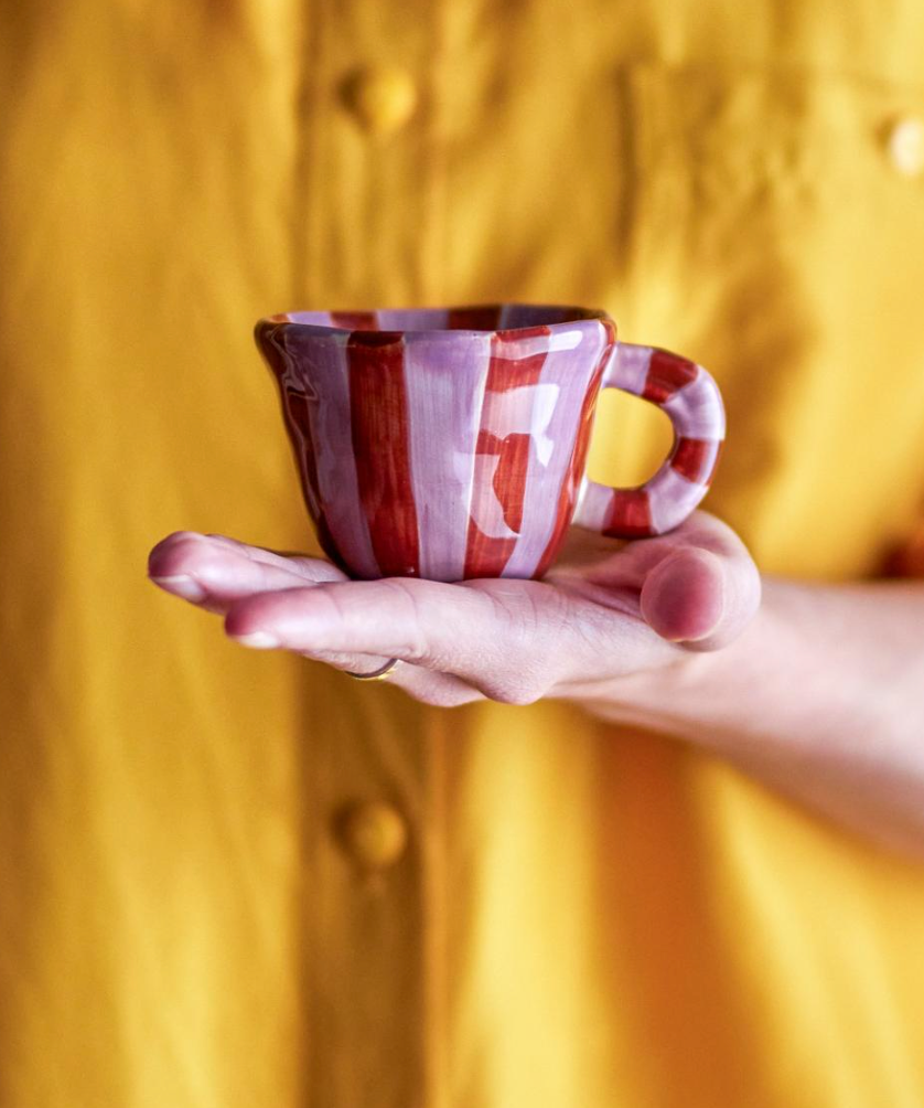 TASSE EN GRÈS - Rose et Rouge