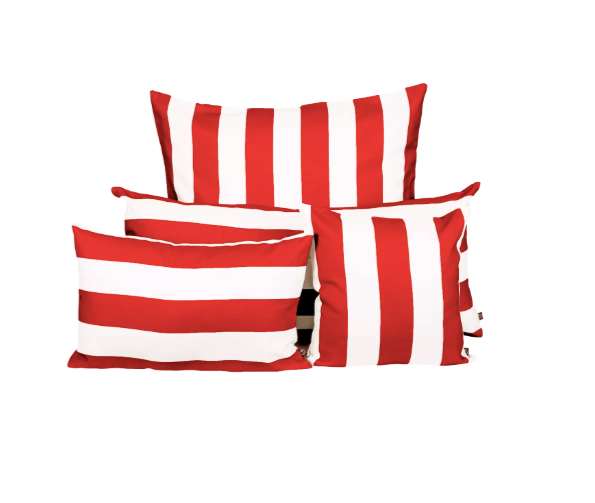 HOUSSE COUSSIN D'EXTERIEUR - Rayée rouge - 2 tailles