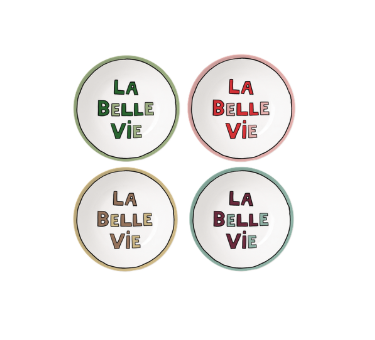SET 4 ASSIETTES DESSERT "La belle vie"