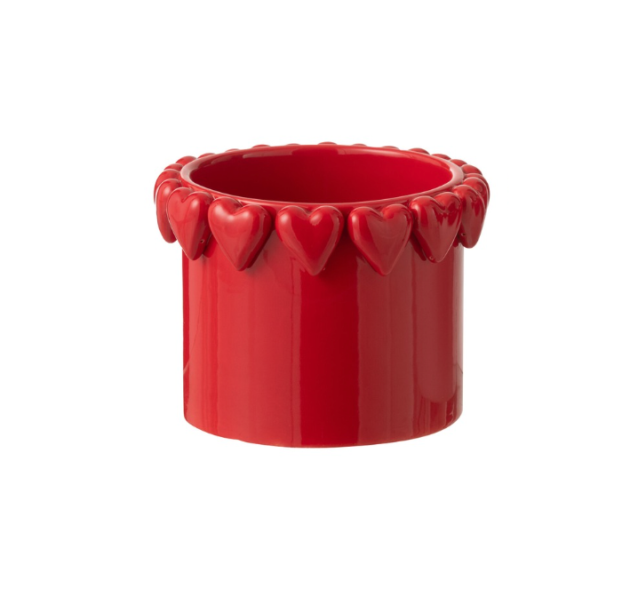 CACHE POT COEUR - ROUGE