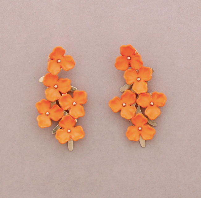 BOUCLES D'OREILLE - fleurs oranges
