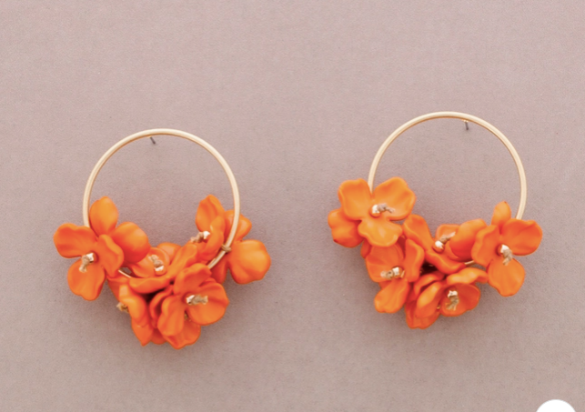 BOUCLES D'OREILLE - fleurs oranges