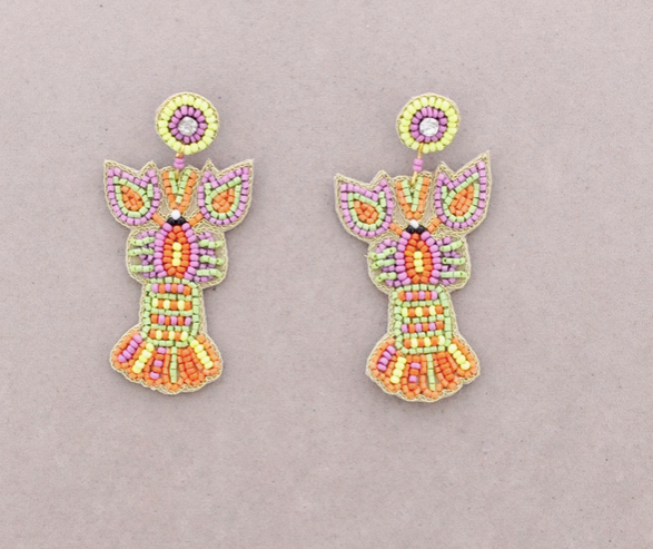 BOUCLES D'OREILLE - Homard multicolore
