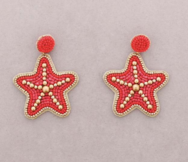 BOUCLES D'OREILLE - Etoile de mer - Rouge