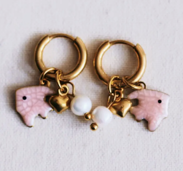 BOUCLES D'OREILLE - Poisson rose