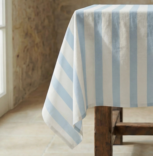 NAPPE ANTI-TACHE - Rayée bleue/blanche - 250x155 cm