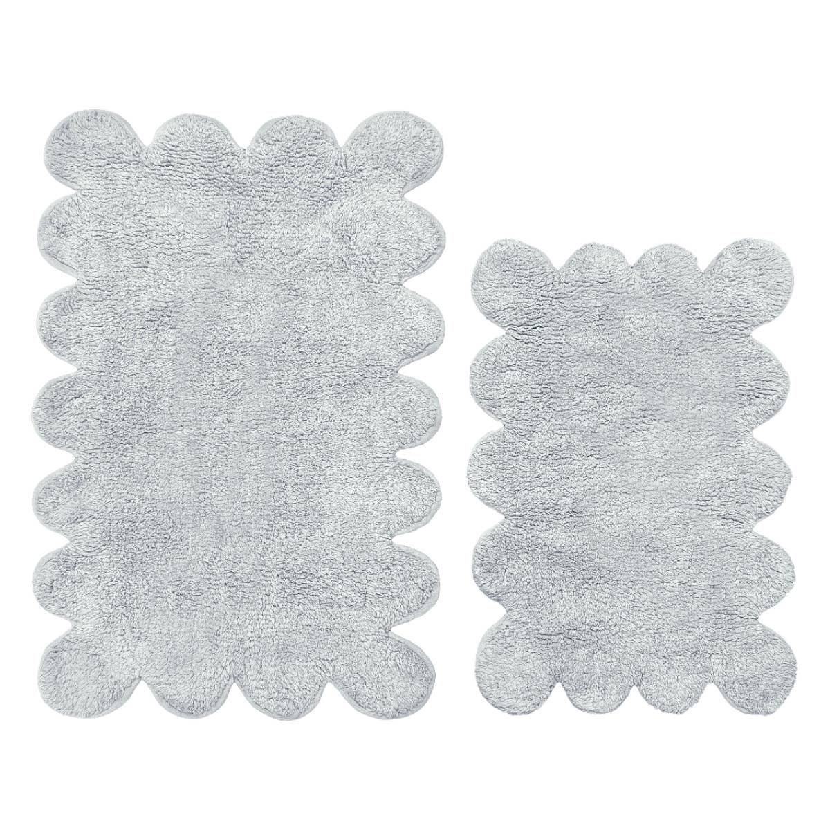 Ensemble de tapis de bain à deux pièces avec bordure festonnée - Tapis festonnés 100 % coton