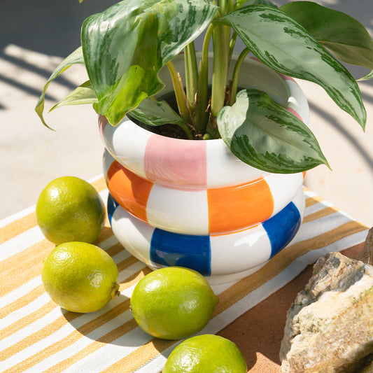 POT À RAYURES MULTICOULEURS