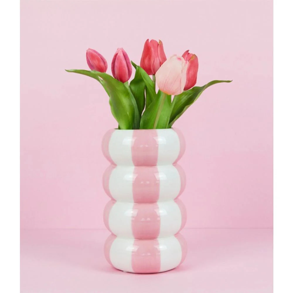 VASE RAYURES ROSES