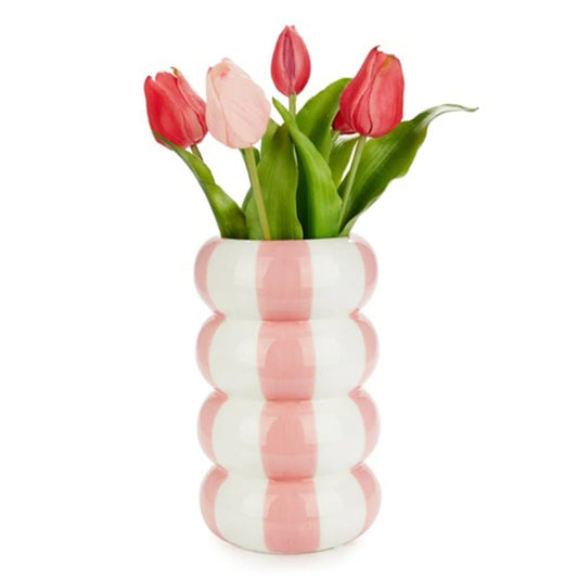VASE RAYURES ROSES