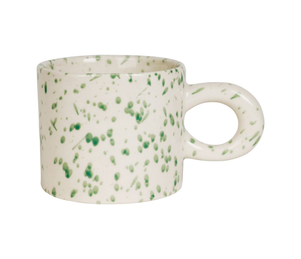 TASSE EN GRÈS - TACHES VERTES