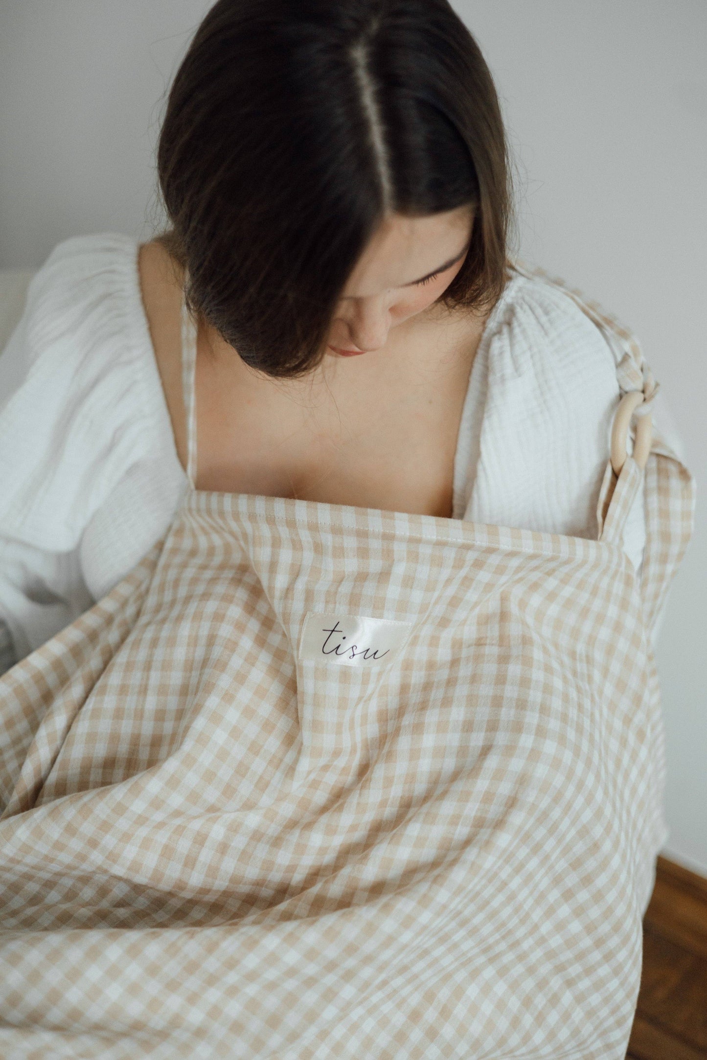 Housse d'allaitement TISU, Vichy beige