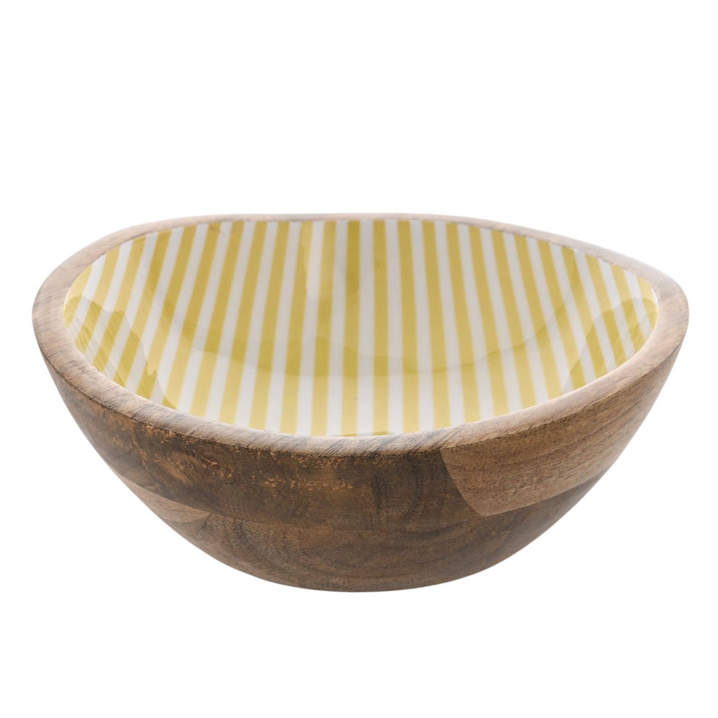 Bol en bois de manguier Country Living 19,5 cm - Rayure jaune