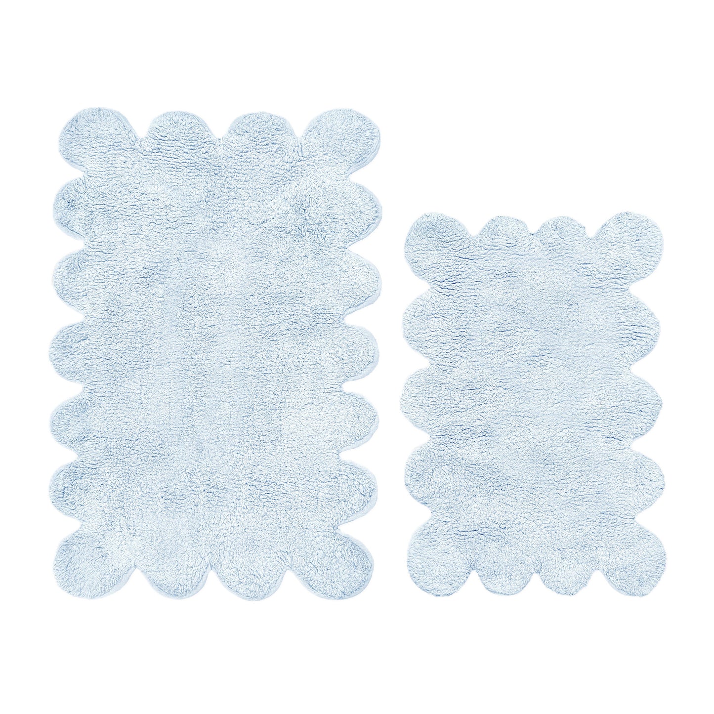 Ensemble de tapis de bain à deux pièces avec bordure festonnée - Tapis festonnés 100 % coton