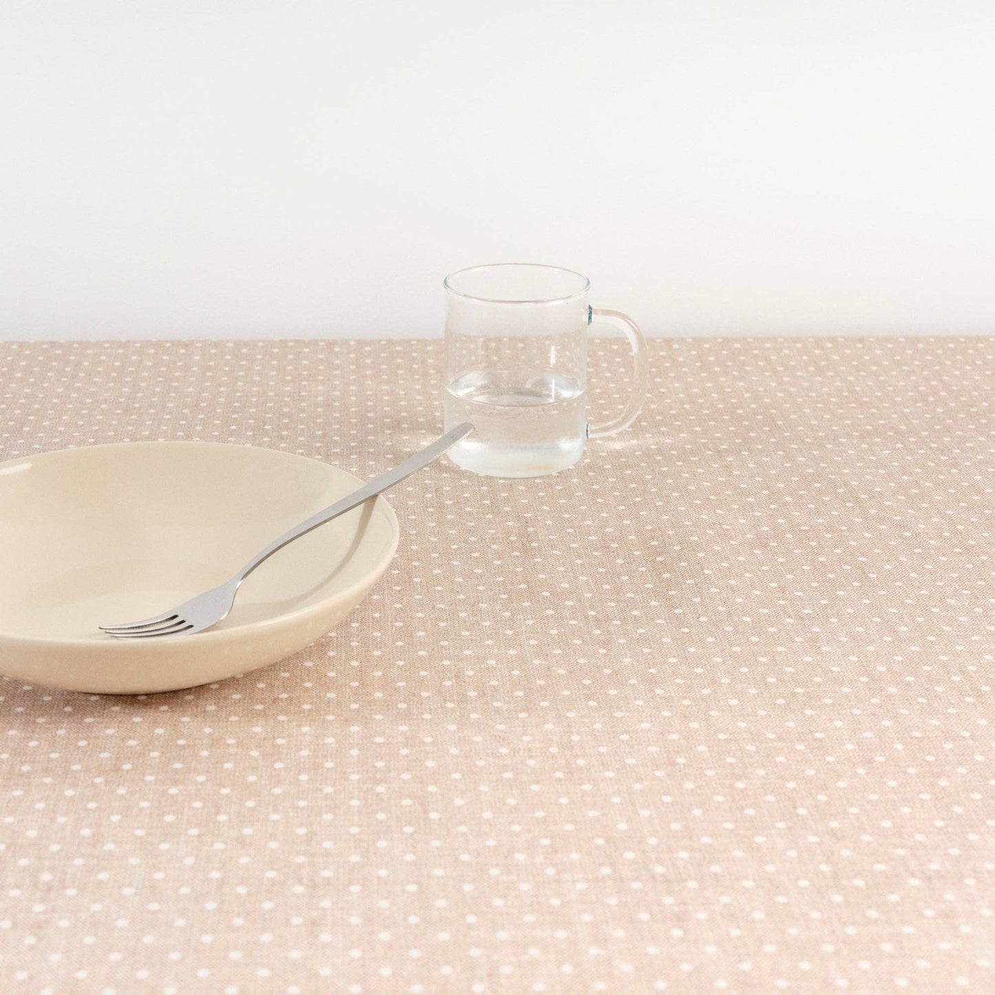 NAPPE CIRÉE - Beige petit pois blancs