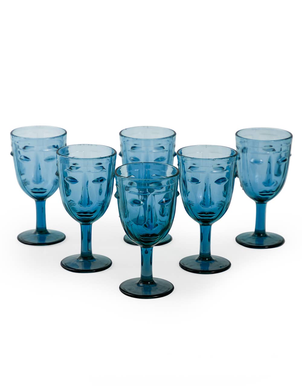 VERRES VISAGE BLEU X6