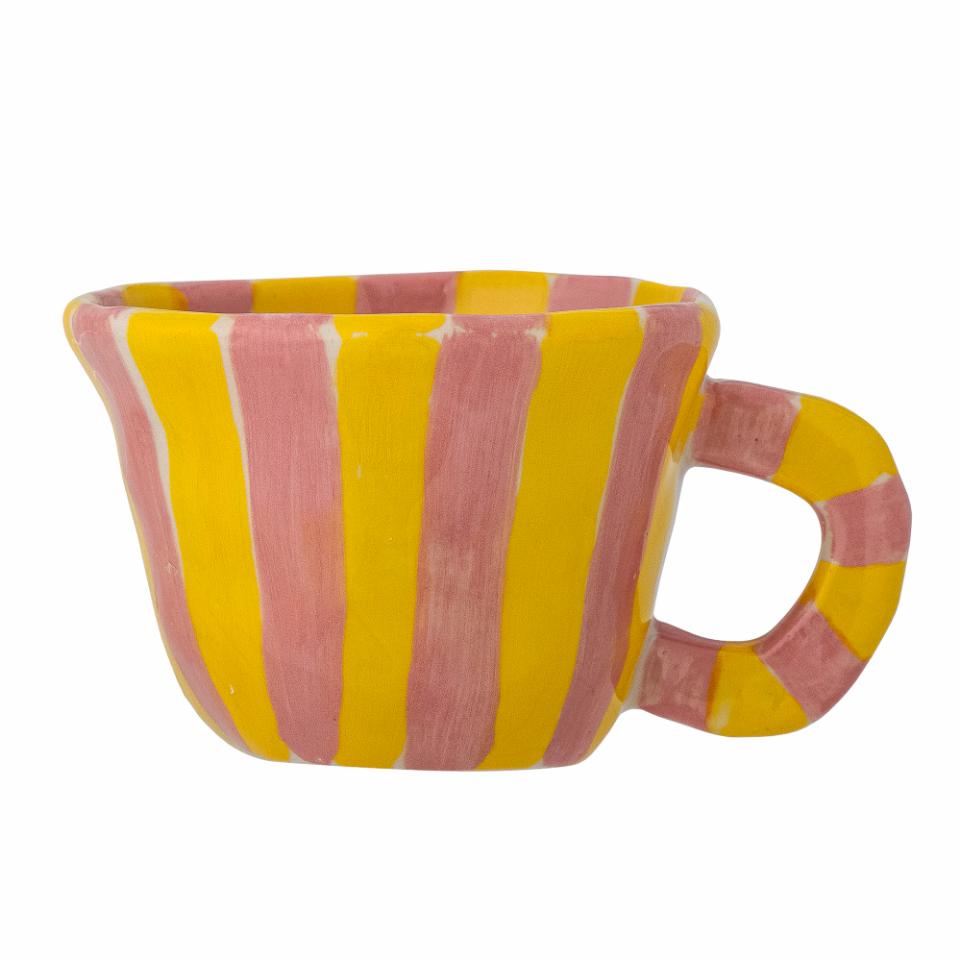 TASSE EN GRÈS - Rayures jaunes/rose