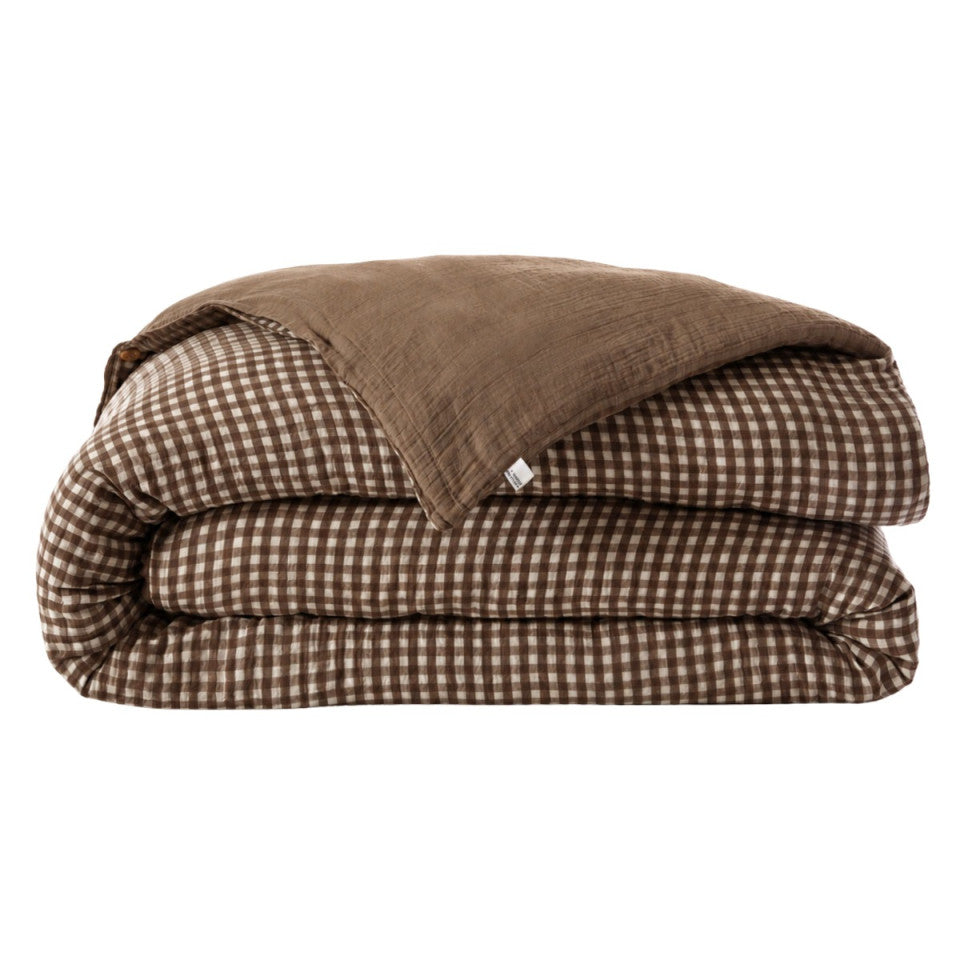 HOUSSE DE COUETTE VICHY - Marron