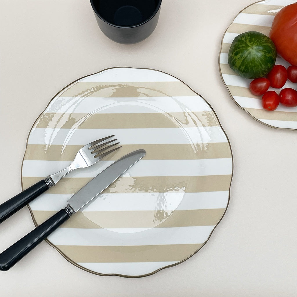 ASSIETTE RAYÉE - Beige - 2 tailles