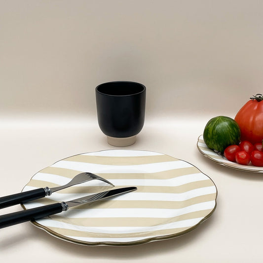 ASSIETTE RAYÉE - Beige - 2 tailles