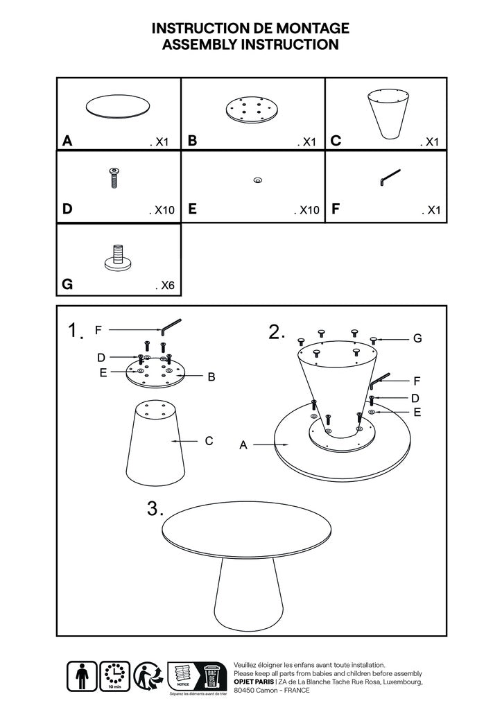 TABLE RONDE MDF ET ENDUIT BETON CIRÉ - 120 cm